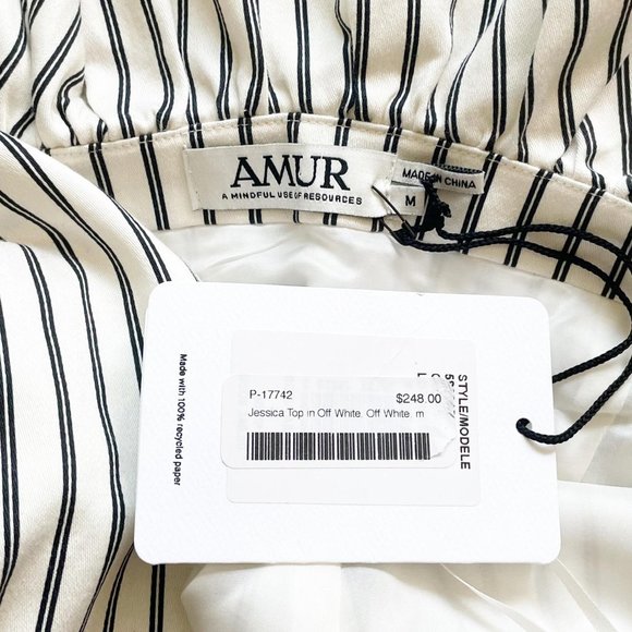 AMUR Jessica Off White Single Shoulder Top Sz M - Picture 6 of 11